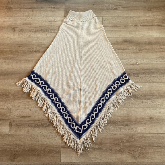 Vintage Northern Reflections Poncho fringe one size cotton cardigan - Picture 3 of 12